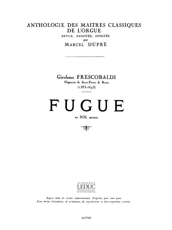 Frescobaldi: Fugue En Sol Mineur