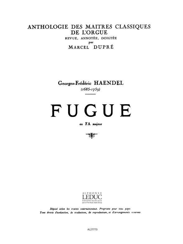 Händel: Fugue En Fa Majeur