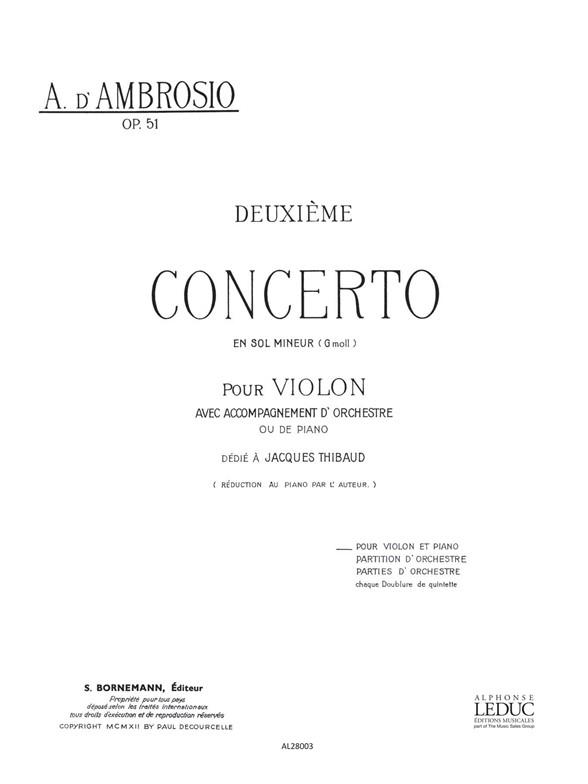 D'. Ambrosio: Concerto N02 En Sol Min Pour
