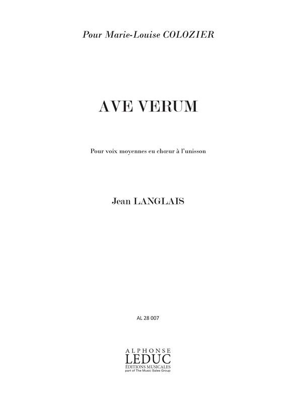 Jean Langlais: 3 Prieres No.1: Ave Verum