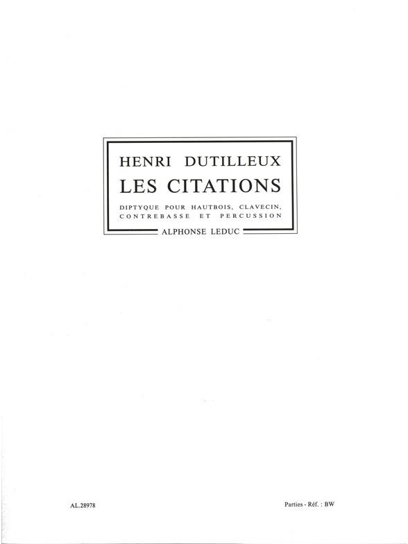 Henri Dutilleux: Les Citations, Diptyque