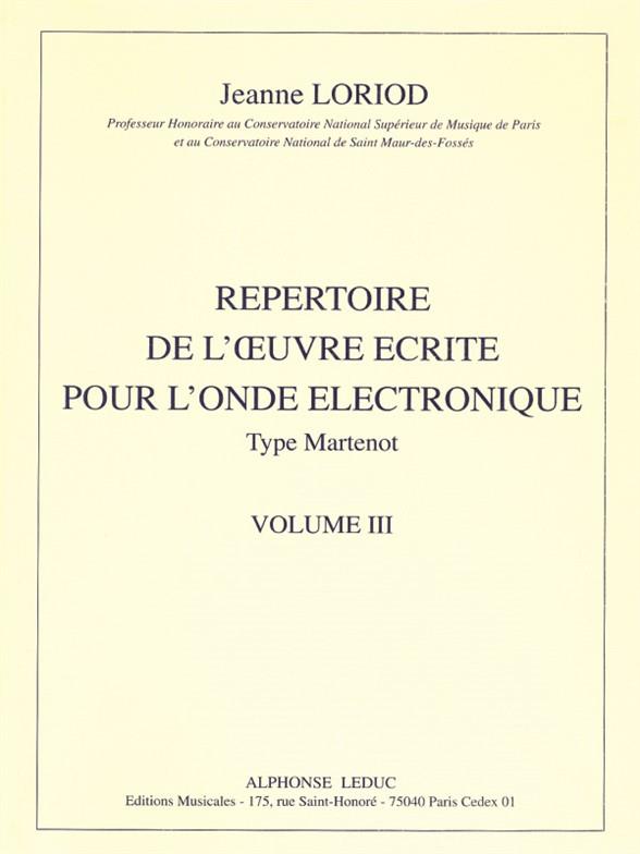 Repertoire De L'Oeuvre Ecrite Vol 3