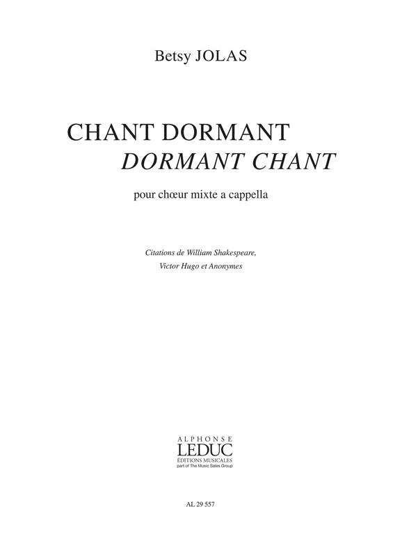 Betsy Jolas: Chant Dormant Dormant Chant