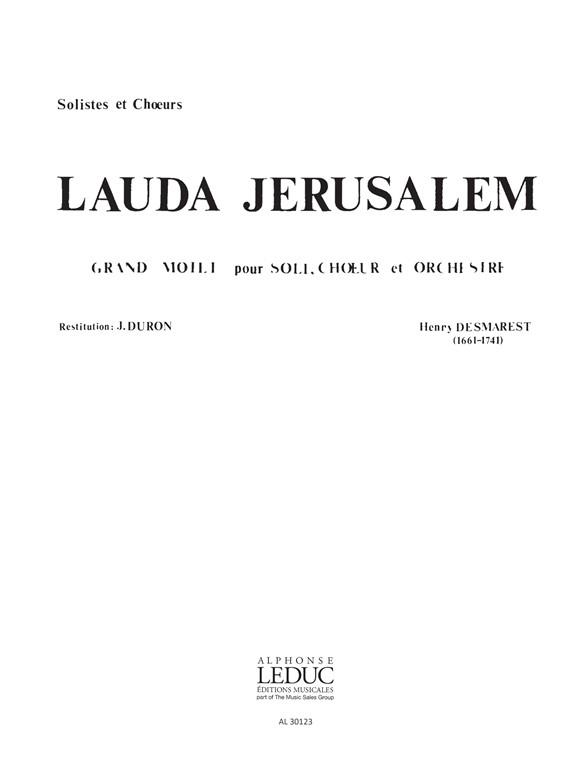 Desmarets: Lauda Jerusalem