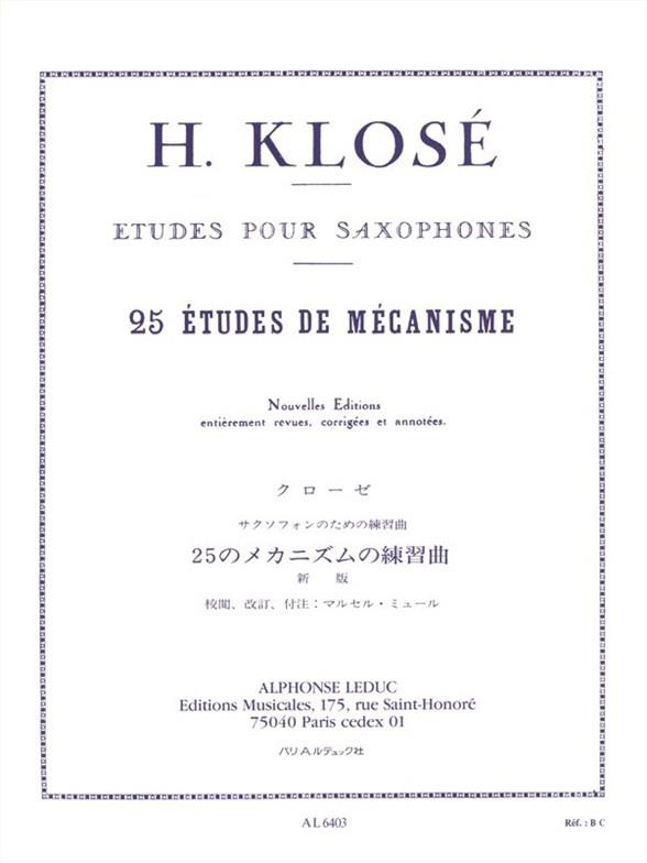 Klose: 25 Etudes Mecanisme (Saxofoon)