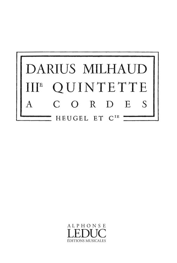 Darius Milhaud: Quintette A Strings N03