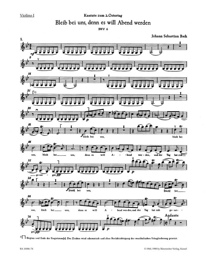 Bach: Kantate BWV6  Bleib Bei Uns, Denn Es Will Abend Werden (Viool 1)