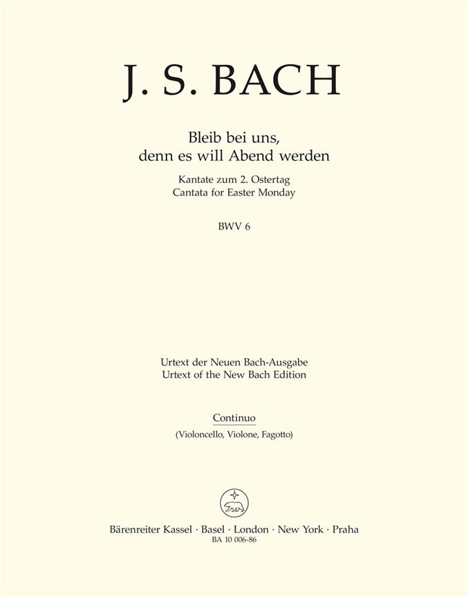Bach: Kantate BWV6  Bleib Bei Uns, Denn Es Will Abend Werden (Kontrabas (Fagot/Basso-continuo)