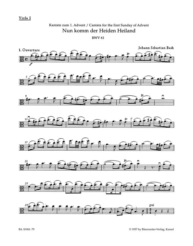 Bach: Kantate BWV 61  Nun komm, der Heiden Heiland (Altviool 1)