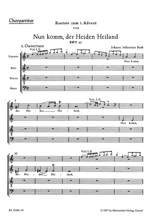 Bach: Kantate BWV 61  Nun komm, der Heiden Heiland (SATB)