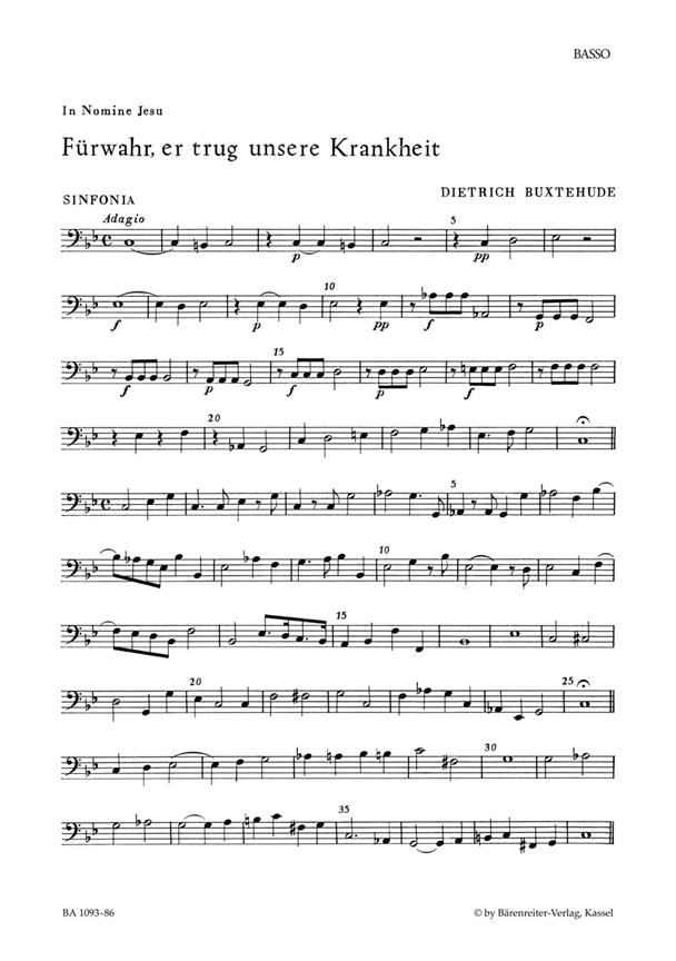 Buxtehude: Fuerwahr, er trug unsere Krankheit BuxWV 31 (Cello)