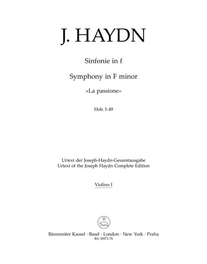 Joseph Haydn: Symphony in F minor La Passione Hob. I: 49 (Viool 1)