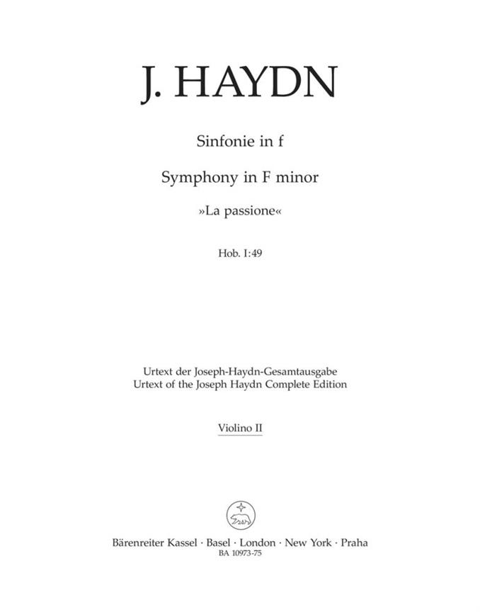 Joseph Haydn: Symphony in F minor La Passione Hob. I: 49 (Viool 2)