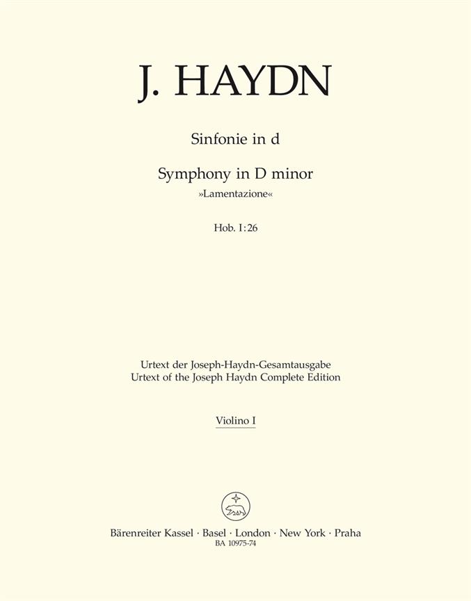 Jospeh Haydn: Symphony D minor Hob. I:26 Lamentazione (Viool 1)