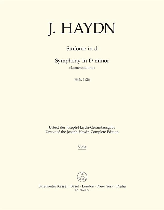 Jospeh Haydn: Symphony D minor Hob. I:26 Lamentazione (Altviool)