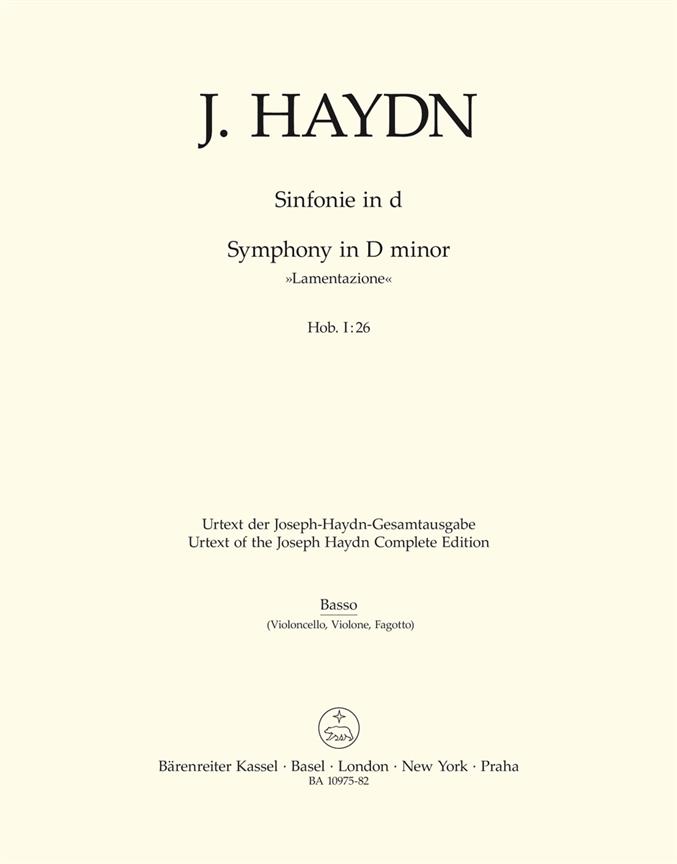 Jospeh Haydn: Symphony D minor Hob. I:26 Lamentazione (Cello/Kontrabas)