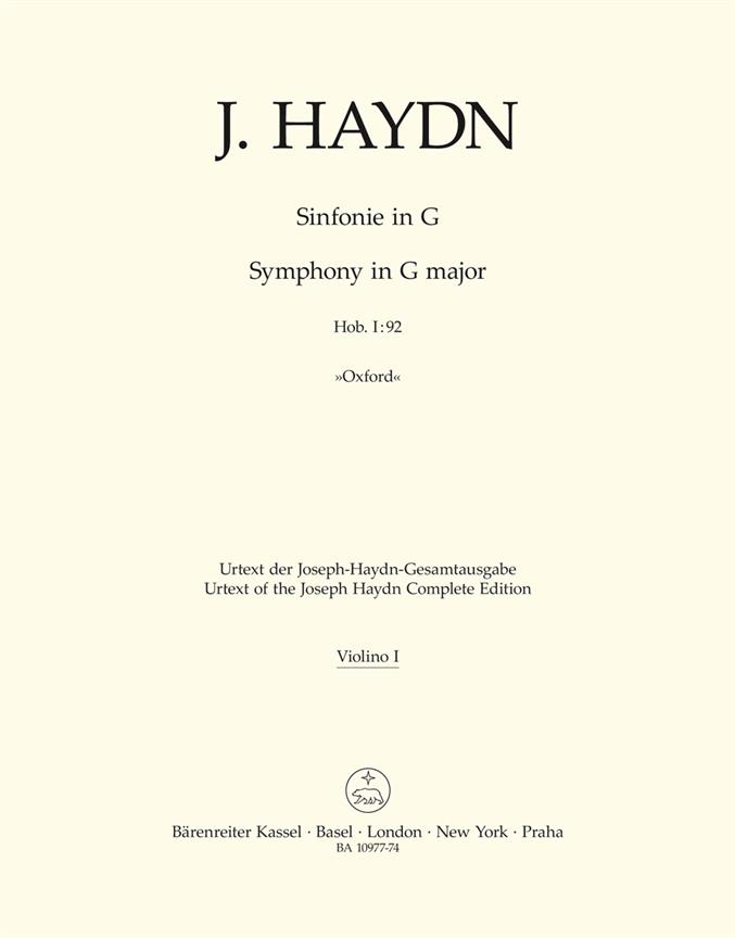 Joseph Haydn: Symphony G major Hob. I:92 Oxford (Viool 1)