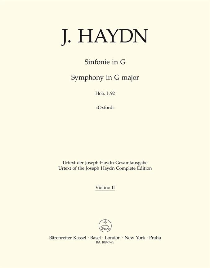 Joseph Haydn: Symphony G major Hob. I:92 Oxford (Viool 2)