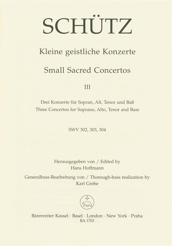 Schutz: Kleine Geistliche Konzerte  Heft 3