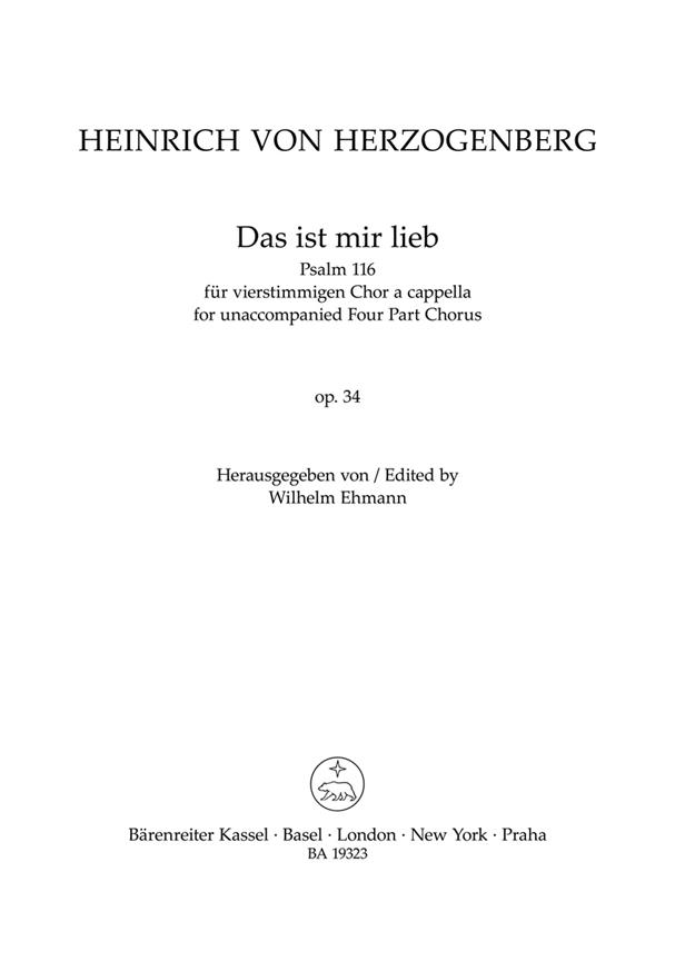 Heinrich von Herzogenberg: Das ist mir lieb (Psalm 116)