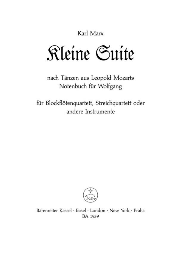 Erste Suite nach Tänzen aus Leopold Mozarts Notenbuch fuer Wolfgang