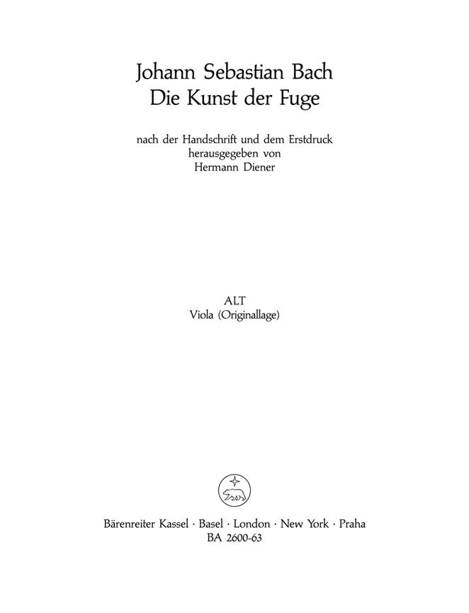 Die Kunst der Fuge. Ausgabe nach der Handschrift und dem Erstdruck mit Choral 