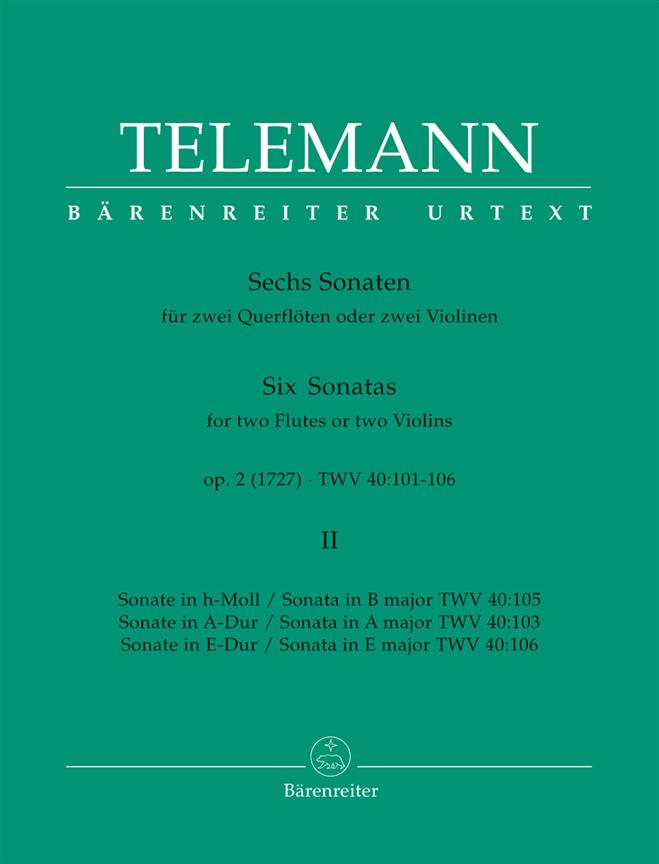 Sechs Sonaten op.2 für ZweiFlöten oder Violinen. Heft 2 - Six Sonatas op.2 for two Flutes or Violins. Volume 2