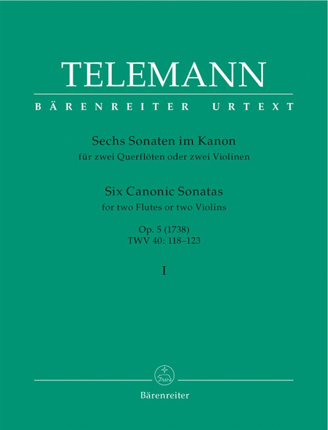 Telemann: Sechs Sonaten im Kanon für ZweiQuerflöten oder zwei Violinen. Heft 1