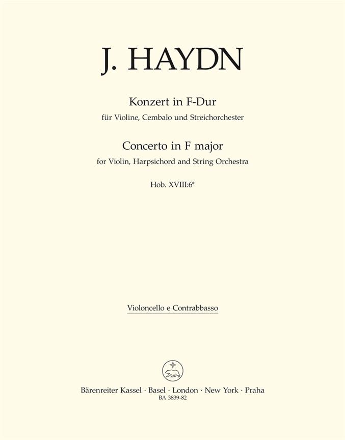 Jospeh Haydn: Concerto for Violin Cembalo and Strings Orchestra F major Hob XVIII:6