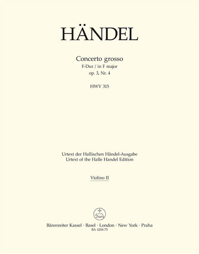Handel: Concerto grosso F major HWV 315 (Viool 2)