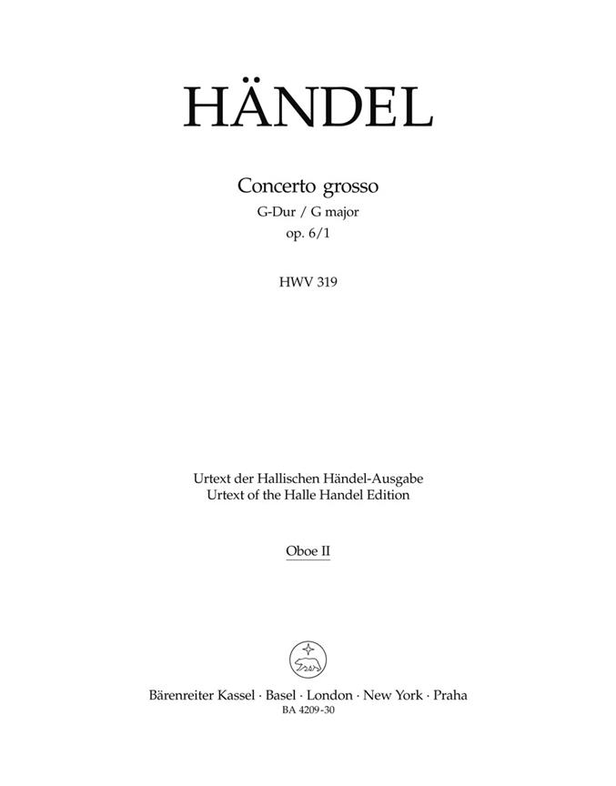 Handel: Concerto grosso G-Dur op. 6/1 HWV 319 (Hobo 2)