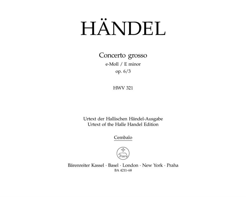 Handel: Concerto grosso e-Moll op. 6/3 HWV 321 (Klavecimbel)