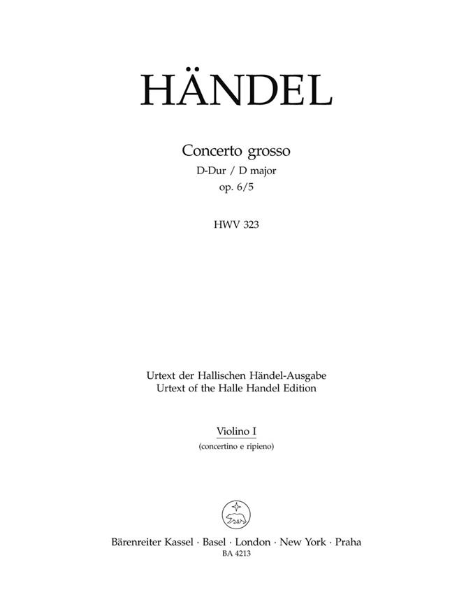 Handel: Concerto grosso D-Dur op. 6/5 HWV 323 (Viool 1)