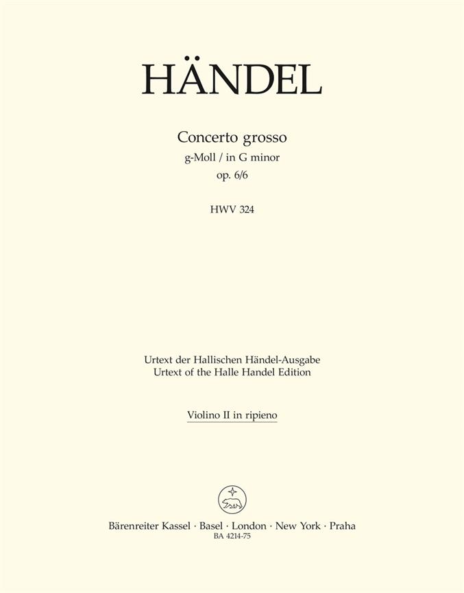 Handel: Concerto grosso g-Moll op. 6/6 HWV 324 (Viool 2)