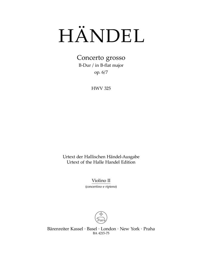 Handel: Concerto grosso B-Dur op. 6/7 HWV 325 (Viool 2)