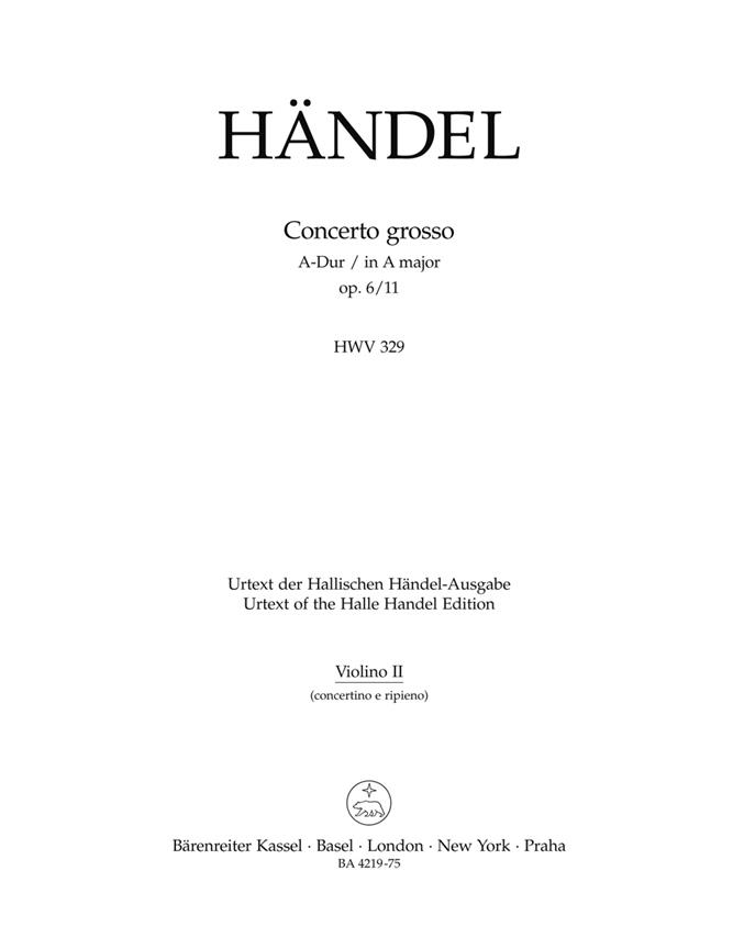 Handel: Concerto grosso HWV 329 (Viool 2)