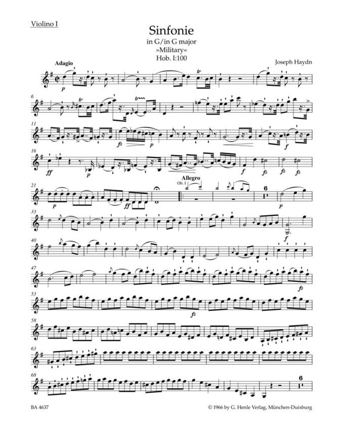 Haydn: Sinfonie G-Dur Hob. I:100 Military (Viool 1)
