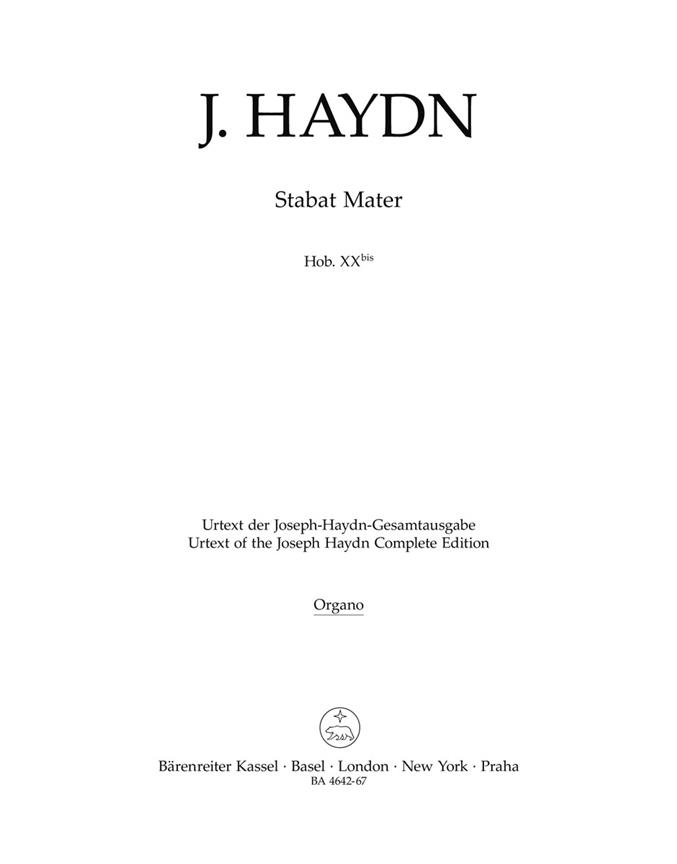 Haydn: Stabat Mater Hob XXbis (Partituur)