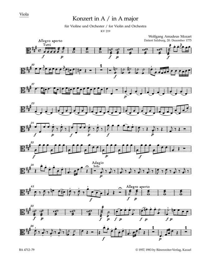 Mozart: Concerto for Violin and Orchestra no. 5 A major K. 219