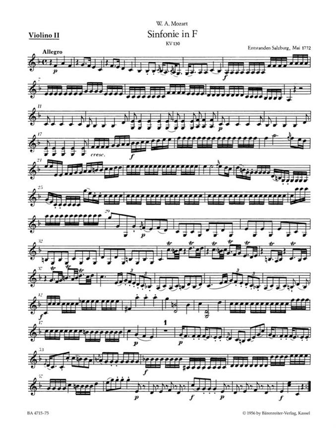 Mozart: Symphony no. 18 F major K. 130