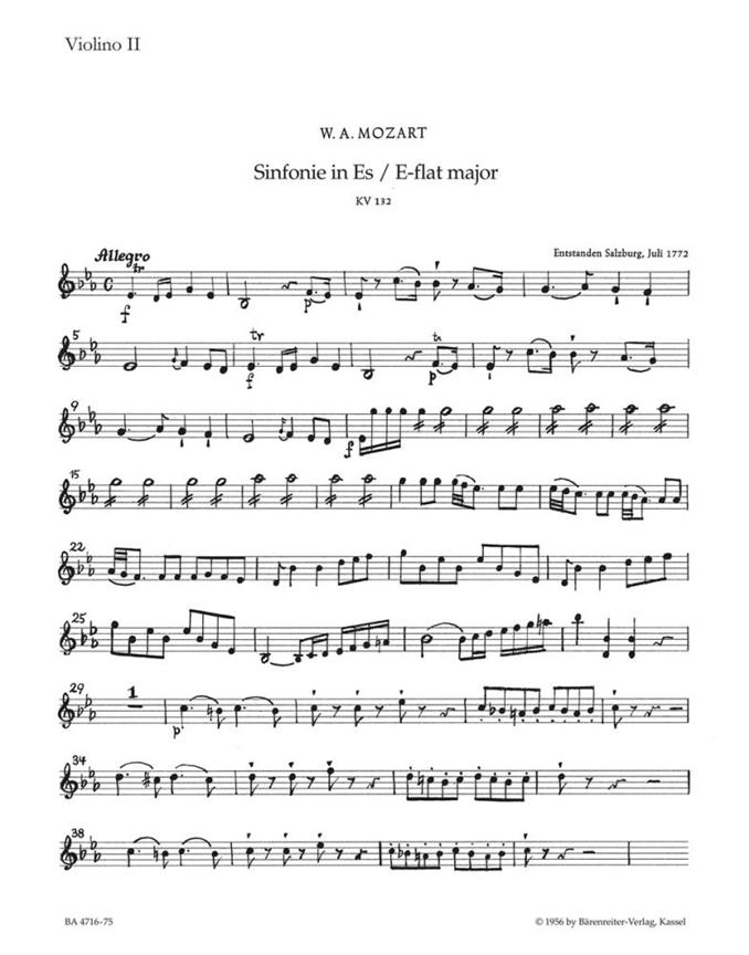 Mozart: Symphony no. 19 E-flat major K. 132