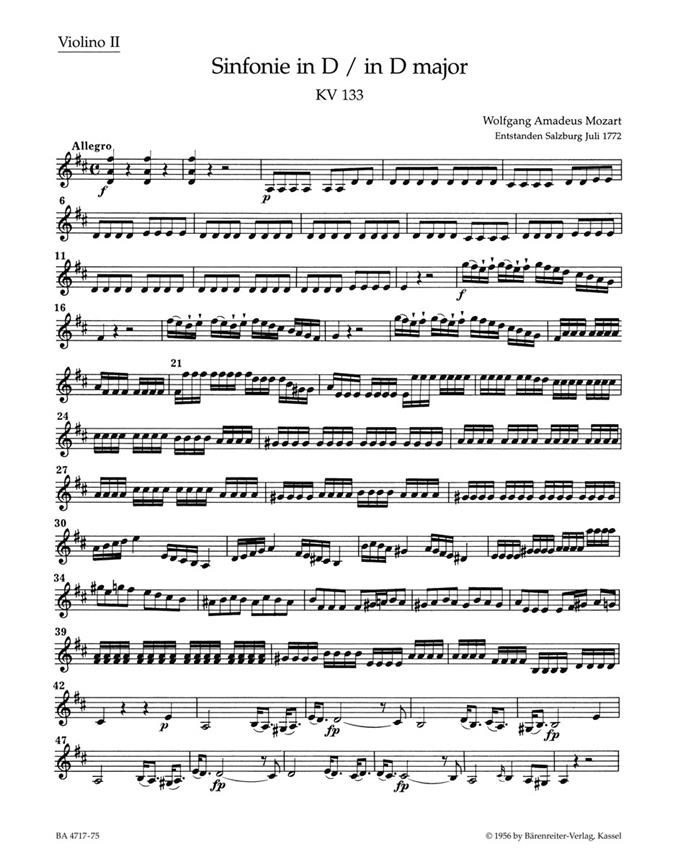 Mozart: Symphony no. 20 D major K. 133