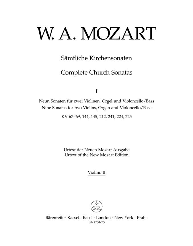 Mozart: Sämtliche Kirchensonaten. Heft 1 (Viool 2)