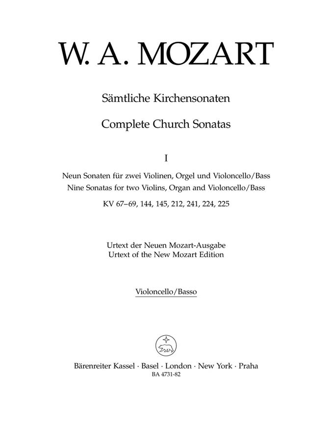 Mozart: Sämtliche Kirchensonaten. Heft 1 (Cello)