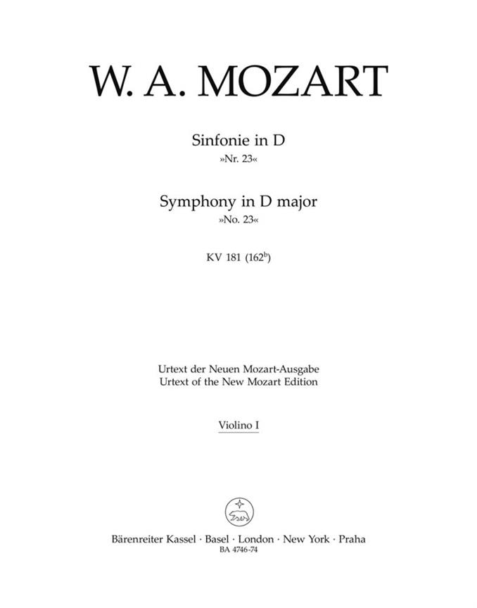 Mozart: Symphony no. 23 in D major K. 181 (162b)