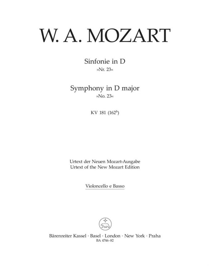 Mozart: Symphony no. 23 in D major K. 181 (162b)