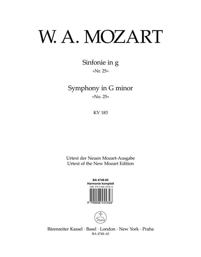 Mozart: Symphony no. 25 in G minor K. 183 (K.6: 173 dB)