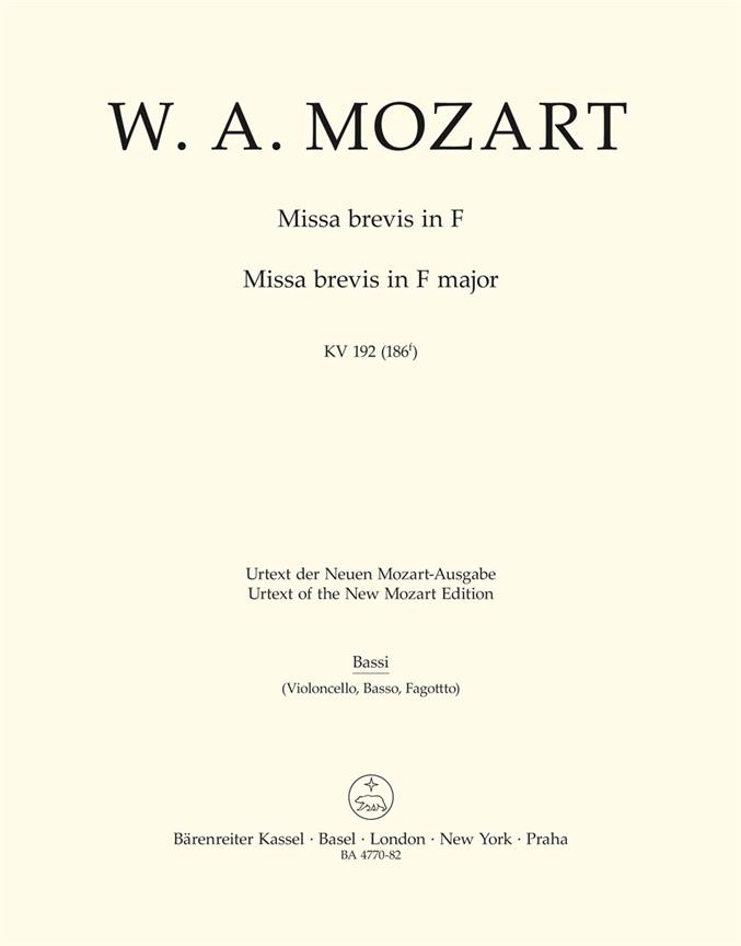 Mozart: Missa brevis in F major KV 192 (Cello)
