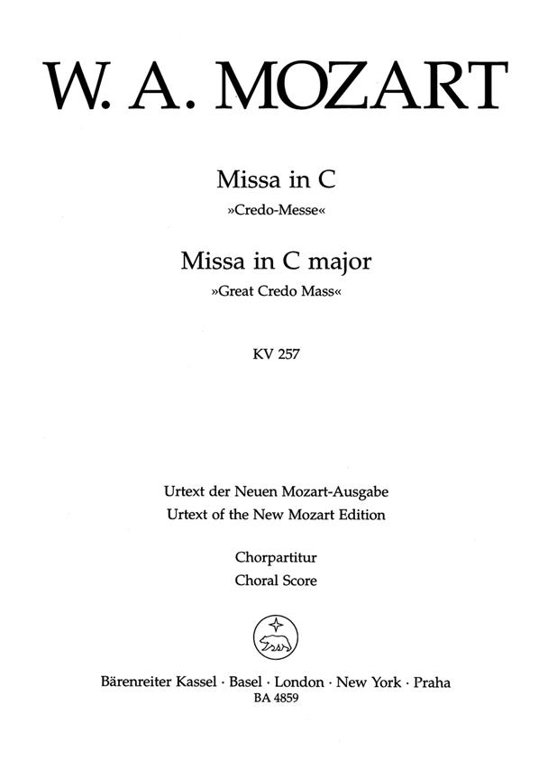Mozart: Missa C-Dur KV 257 (Koorpartituur)