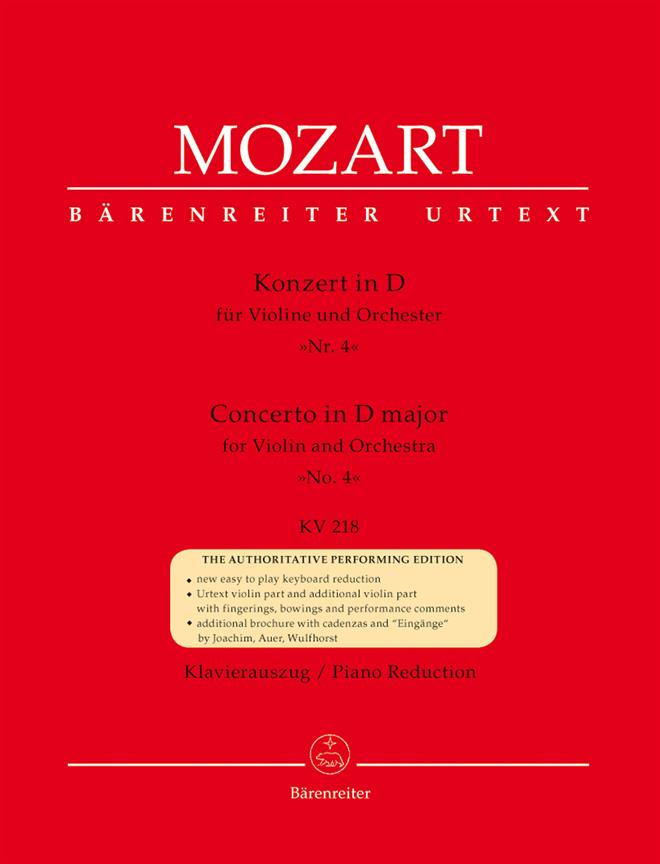Mozart: Violinkonzert 4 D-dur K 218 (Viool, Piano)